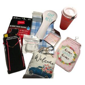 LOT HOUSE WARMING GIFT Fun Household Decor Bundle Cup Decor Mask Lanyard